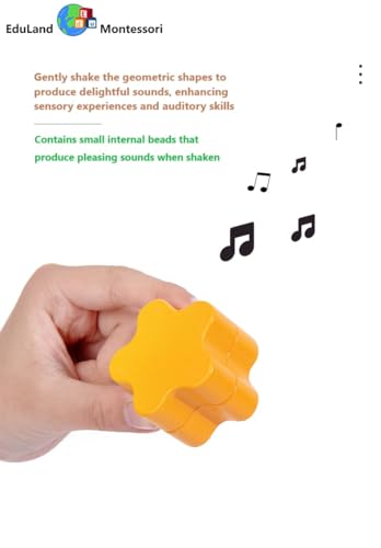 Image of Practical Life Wooden Geometric Shape Shaker Match & Post /Push & Pull Toys for Toddlers 3-6 Years Old Montessori Infant Baby Toys Girls & Boys Blocks Baby Birthday Gift (Color A)