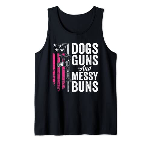Perros Guns And Messy Buns - Mujer Pink Gun USA Dog Lover Camiseta sin Mangas