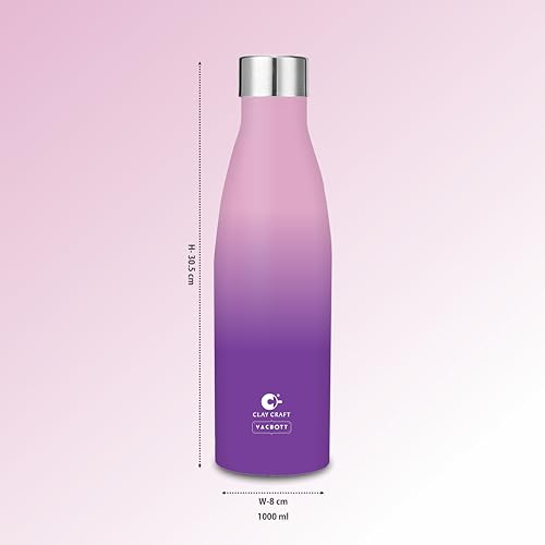 Image of Clay Craft Vacbott Gerald Dual tone Insulated Double Wall|18 Hours Hot and 24 Hours Cold Water Bottle Vacuum Insulated|Thermosteel|Flask 1000ml Bottles|BPA-Free|BIS Certified|1Year Limited Warranty