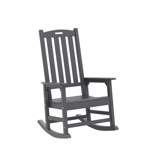 Image of Psilvam Outdoor Rocking Chairs Set of 2, Oversized Porch Rocker (Black)