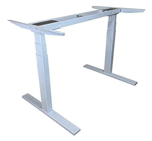 Rise Up Dual Motor Electric Adjustable Height Width Standing Desk Frame With Memory Premium Quality Sit Stand Up Ergonomic Home Commercial Office Desk Base Legs Base Table No Desktop Computer White #TOP25
