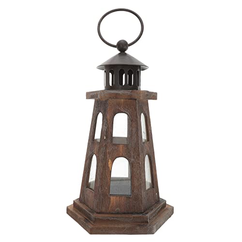 Ledmomo Vintage Wooden Decorative Candle Lantern, Portable Lighthouse Candle Holder, Hanging Hollow-Out Candlestick Tabletop Ornament For Home Wedding Party Christmas Halloween #TOP2