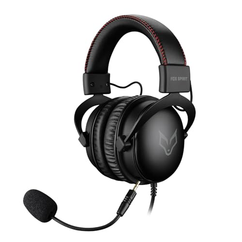 Fox Spirit DH1 - Micro-Casque Gamer Filaire 2m - Noir - Compatible avec PS4/5 - Xbox Serie S/X - PC - Consoles - Confort & Immersion - Micro Amovible - Jack...