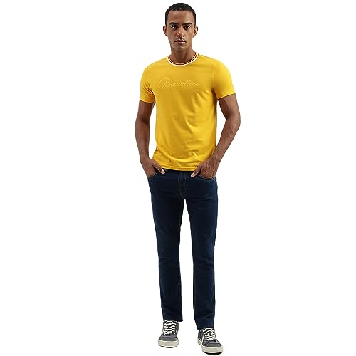 Image of UNITED COLORS OF BENETTON Men's Cotton Solid Regular Fit T-Shirt