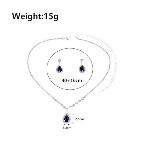 Navy Blue Jewelry Sets for Women Sparkly Black Rhinestone Necklace Earrings Luxury Bridal Wedding Jewellery Set Formal Costume Jewelry Accessories Gift3