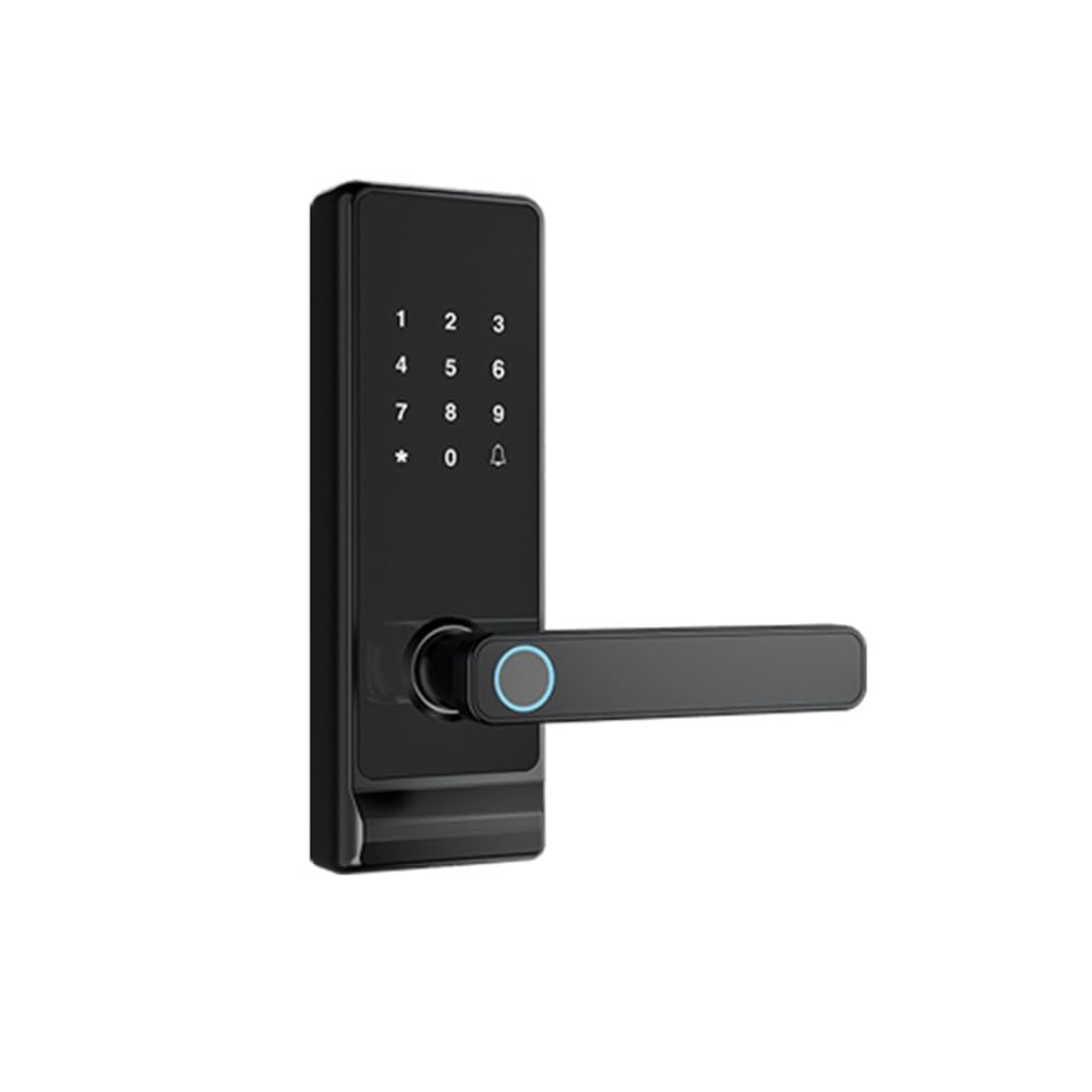 Aundhegrtt As Shown Indoor Password Fingerprint Remote Unlock Keycard Alarm Battery Powered Tuya Door Lock For Home