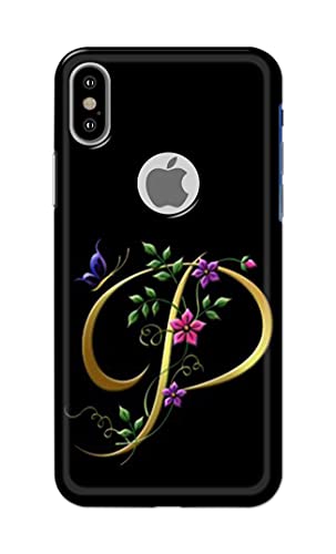 Image of Printed Hard Back Cover Case for Apple iPhone X | iPhone 10 | iPhone Xs | iPhone 10s Logo View Back Cover (Alphabet P) -1803