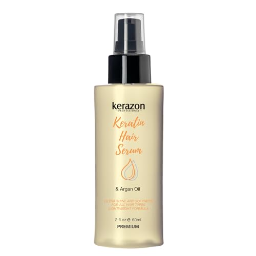 Kerazon Keratin Hair Serum Argan Oil Smoothing Dry Damage Repair Treatment Premium Formula, Anti Frizz Hair Protection