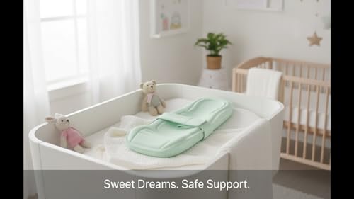 Image of 2-in-1 Reclined Carrying & Feeding Support Pillow | Strong Back Support | Indoor & Outdoor Use Cotton Blend, Ergonomic Design, 0-10 Months, Soft Cushioned Hard Support (Green)