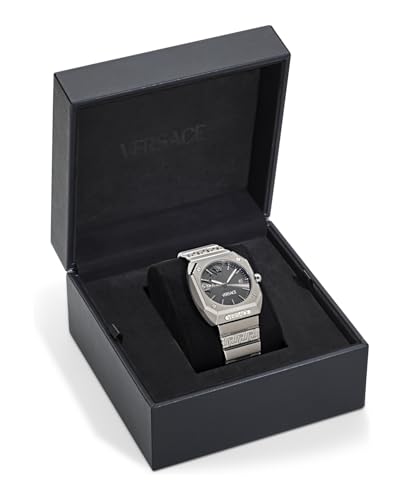Versace Antares Collection Luxury Mens Watch Timepieces with a Grey Bracelet and Dial Featuring a Titanium Case4