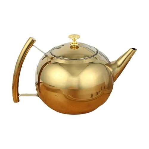 WXBCDS Tetera Te Tetera de Acero Inoxidable Dorada de 2 l de Espesor for Restaurante, Tetera con Filtro for café de Hotel, Tetera for Cocina de inducción