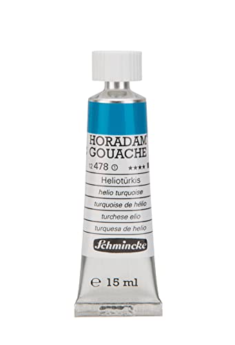 Schmincke - HORADAM® Gouache, helio turquoise, 478, 15 ml, finest gouache color, highest concentration of pigments, luminosity and depth of color