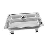 IMIKEYA Buffet De Acero Inoxidable Con Tapa De Vidrio y Patas Desmontables Recipiente Para Comida De Catering Para Eventos y Reuniones