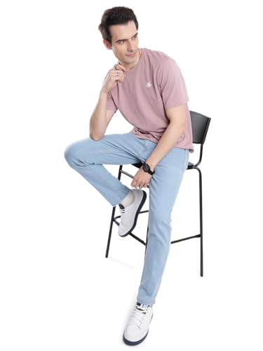Image of WROGN Men Cotton Blend Jeans | Solid | Mid Rise | Slim Fit