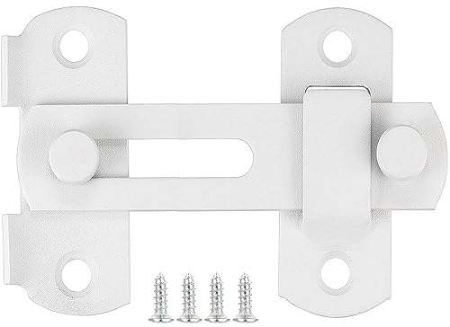 Litensh 180° Flip Sliding Stainless Steel Door Bolt Latch Lock for Gate Barn Window Wine Cabinet Bathroom Garage Garden White