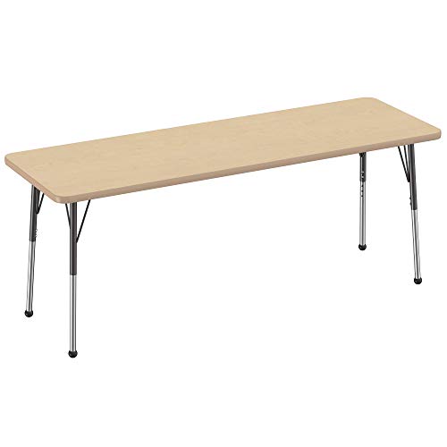 FDP 24" x 72" Rectangle Table with Ball Glide Legs - Maple/Maple/Black