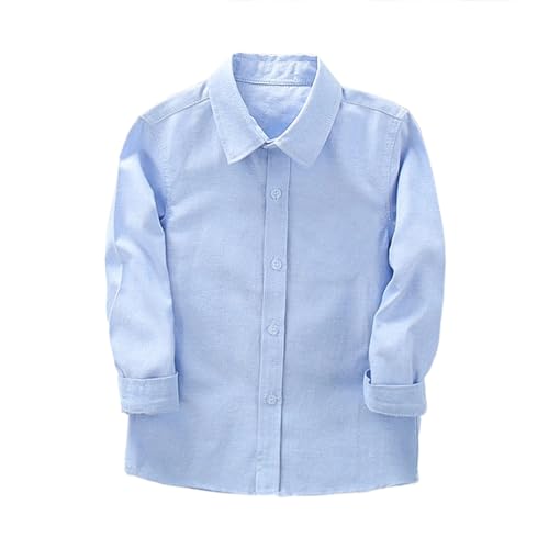 KAGAYD Boys Button Down Dress Shirts Kids Solid Color Long Sleeve Formal Shirt Easter Tops