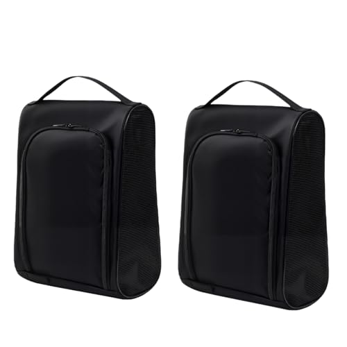 PULULA 2 Pack Golf Shoe Bags Men Women, Mesh Shoes Bags For Travel, Portable and Ventilated Golf Accessories, Black