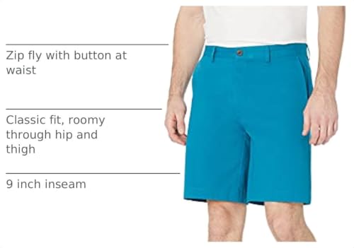Image of Amazon Essentials Men's Classic-Fit 9 inch Cotton Twill Chino Shorts with Button-Through Pockets