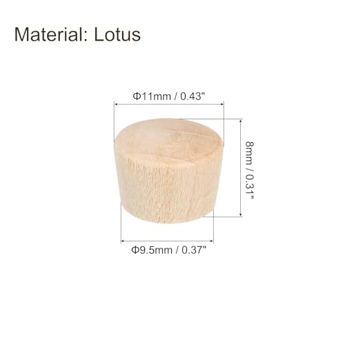 Image of uxcell 60Pcs Wood Button Plugs, 9.5mm /0.37 inch Flat Head Hardwood Screw Hole Plug Wooden Caps Buttons Wood Plug for Furniture Woodworking Craft Decor (11mm x 9.5mm)