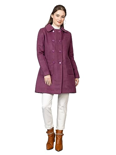 Image of CHKOKKO Women Classic Long Winter Coat Double Breasted | Knee Length Design with a Sophisticated Spread Collar and Convenient Front Pockets for All Occasions