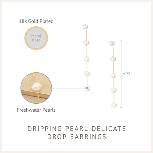 Ettika Gold Earrings For Women. Pearl Earrings, Dripping with Freshwater Pearls Delicate Drop Earrings. Jewelry, 18k Gold Plated3