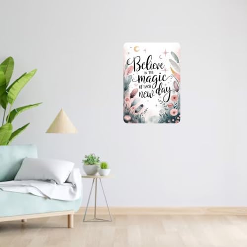 Image of Zesta Bathroom Decor Items Washroom Decor Tin Sign | Aesthetic Posters Wall Poster for Bedroom | Magnetic Cafe Decoration Items / Restaurant Decorations Items | Quirky Home Decor Bar Accent (Believe in Magic)