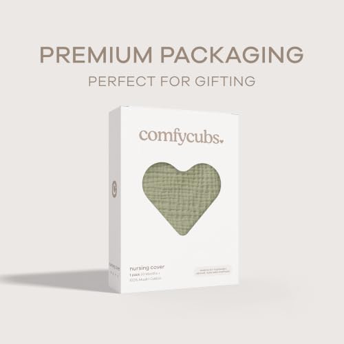 Comfy Cubs Muslin Nursing Cover - 100% Muslin Breastfeeding Cover Sage
