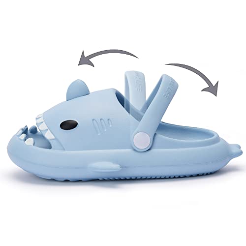 Spiortx Shark Slides Kids - Toddler Shark Slides Shark Slippers For Kids Boys Girls Summer Cute Shark With Heel Clogs Sandals With Thick Sole Soft Non-Slip Blue #TOP1