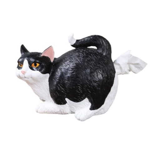 Cat Toilet Paper Holder Funny Cat Tissue Dispenser Cute Resin Tissue Box for Bathroom Kitchen or Bedroom Functional Cat Butt Tissue Holder for Organizing Bathroom Tissues and Paper Towels