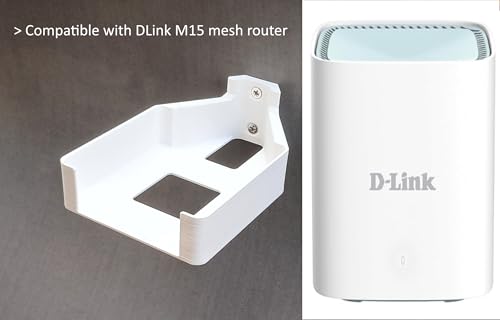 Image of makerV Wall Mount Bracket Holder for DLink M15 Mesh Router, White, Plastic, Screw Mount, Pack of 2