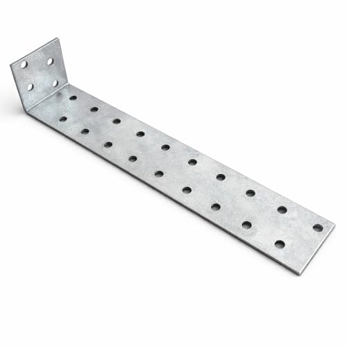 Confezione da 4 K09A - Staffa angolare perforata KK2 zincata per legno, spessore 2 mm, confezione da 4, 300 x 40 x 40 mm