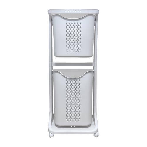 Bretoes Laundry Basket Bathroom Multi-layer Clothes Storage Basket Household, Simple Kitchen Shelf Fruit Stand (2 Layers)