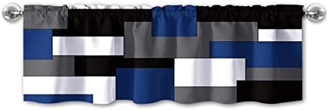 AILUER Valances for Windows, Window Treatment Valances Half Window Curtain Valance for Kitchen Living Room Bedroom Decor (Blue, 52"X18")