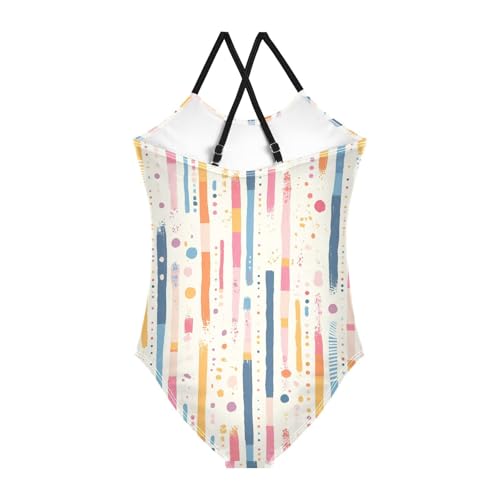 KLL Stripes Tiny Dots Minimalist Girls' 1 Piece Swimsuit Beach Swimwear Adjustable Shoulder Strap Cute2