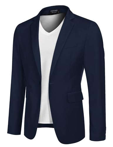 COOFANDY Mens Suit Blazer Lightweight Sport Coats Casual Unstructured Sports Coat Slim Fit Suit Blazer Jacket (Dark Blue XL)