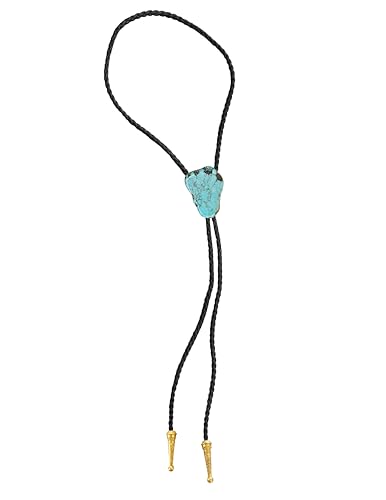 Image of Daisy Del Sol Gemstone Bolo Tie Braided Vegan Faux Leather Natural Stone Gold Handmade Necklace Adjustable Boho Western Jewelry