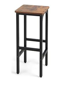 INDIDECOR 61843 Industrial Bar Stool, 28-inch Counter Height Bar Chairs with Footrest, Adjustable Feet, Metal Frame, Backless Counter Height Barstool for Kitchen Island Dining Room - Pack of 1