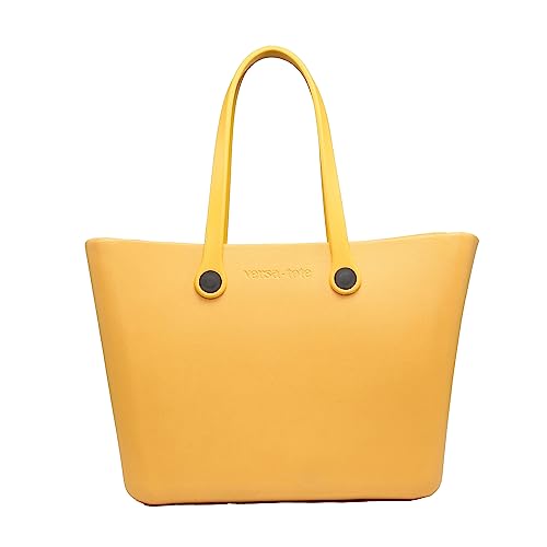JEN & CO. Carrie Ethylene Vinyl Acetate Waterproof Versa-Tote, Mustard