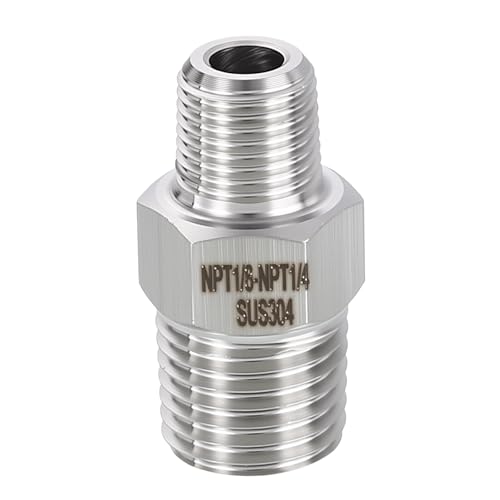 METALLIXITY 1PCS 1/4" MNPT x 1/8" MNPT Thread SUS304 Hex Nipple Adapter