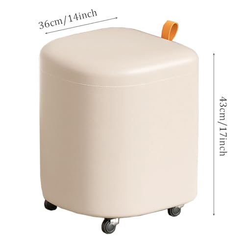 Pouf Empilable Repose-Pieds Pivotant En Cuir GIZNXBA Grey - 4