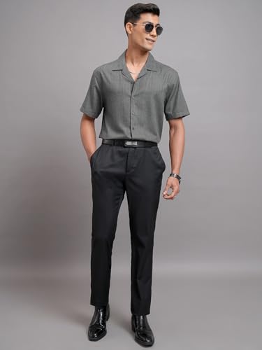 Image of Locomotive Men's Relaxed Fit Shirts | Solid | Half Sleeves | Cuban Collar | Casual Shirts | Stylish Shirt
