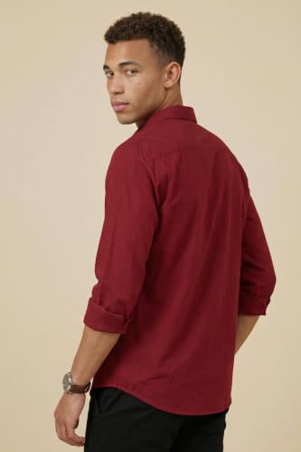 Image of Peter England Men's Solid Slim Fit Full Sleeve Casual Shirt| 100% Cotton