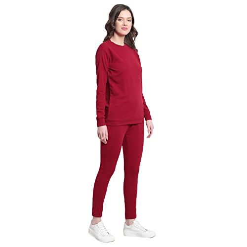 Image of RABBY Womens Poly Cotton Regular Fit Solid Track Suit with Round Neck and Full Sleeves Ideal for Yoga Workout Running and Daily Sportswear for Girls and Women