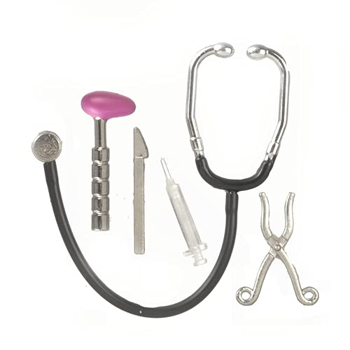 Melody Jane Accesorio para Casa de Muñecas Set Estetoscopio Inyección Tijeras Martillo de Rodilla