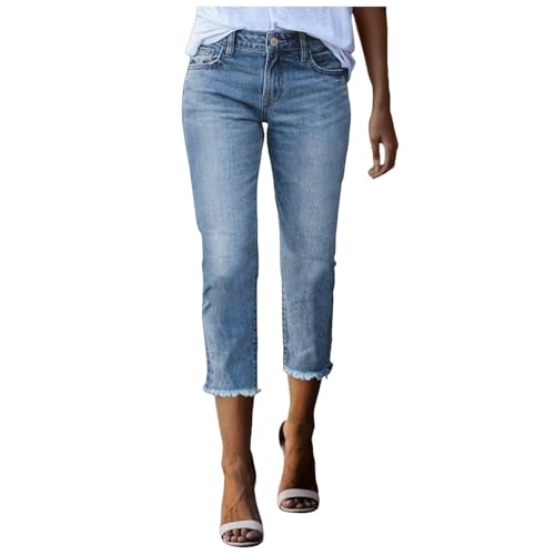 Pamqsen 7/8 Jeans Damen Jeans Damen 3/4 Länge, Caprihose Sommer...