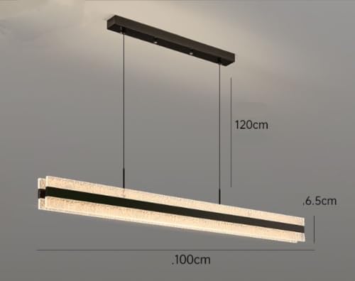 Lampe suspendue linéaire en aluminium texture pierre et acrylique premium - 2