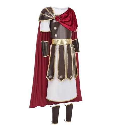 HAPNBCELE Roman Warrior Costume for Boys, Kids Gladiator Medieval Soldier Cosplay Knight Viking Outfits Halloween Dress up