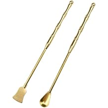 Lovelysp Incense Tool Set Incense Equipment Copper Spoon and Shovel for Incense Burner Copper Incense Spoon Incense Shovel Incense Burner Accessories -2 PCS, Yellow, LS-2401027204