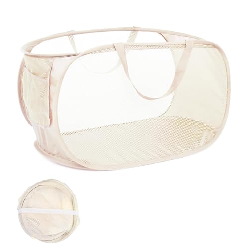 JYXNU Panier à Linge Pliable Pop Up Corbeille à Linge Sale avec Poignées Grand Panier Linge Pliable en Maille Respirante pour Rangement de Vêtements Jouets...